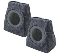 uuffoo 2-Pack Solar Powered Rock Speakers Outdoor Water-Resistant IP44 Rock Speaker with Lights RGB Colors and USB Charging for Patio Pool Party Yard Garden Outside
