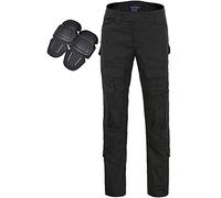 Uugood Men's Tactical Pants Military Trousers Casual Camouflage Multi-Pocket Combat Pant with Knee Pads BDU Waterproof Lightweight Ripstop Outdoor Hiking Cargo Pants (Black, S)