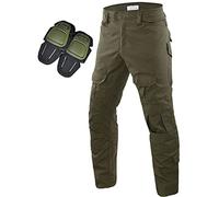 Uugood Men's Tactical Pants Military Trousers Casual Camouflage Multi-Pocket Combat Pant with Knee Pads BDU Waterproof Lightweight Ripstop Outdoor Hiking Cargo Pants (Army Green, S)