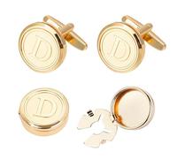 UUIOUOIUU gold cufflinks Initial cufflinks for men shirts button covers Letter, Gold D, Copper, no gemstone