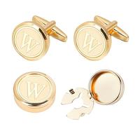 UUIOUOIUU gold cufflinks Initial cufflinks for men shirts button covers Letter, Gold W, Copper, no gemstone