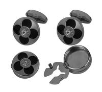 UUIOUOIUU Mens cufflinks and shirt button covers silver gold Black suitable for business wedding groom and groomsmen, 1.75cm/0.7in, Copper, no gemstone