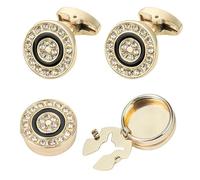 UUIOUOIUU Mens cufflinks and shirt button covers silver gold Black suitable for business wedding groom and groomsmen, 1.75cm/0.7in, Copper, no gemstone