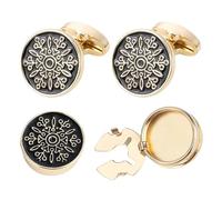 UUIOUOIUU Mens cufflinks and shirt button covers silver gold Black suitable for business wedding groom and groomsmen, 1.75cm/0.7in, Copper, no gemstone