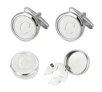 UUIOUOIUU Silver cufflinks Initial cufflinks for men shirts button covers Letter, Silver C, Copper, no gemstone