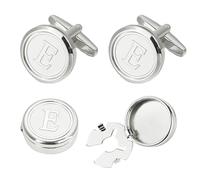 UUIOUOIUU Silver cufflinks Initial cufflinks for men shirts button covers Letter, Silver E, Copper, no gemstone