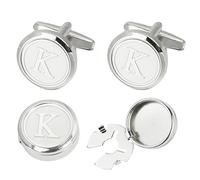 UUIOUOIUU Silver cufflinks Initial cufflinks for men shirts button covers Letter, Silver K, Copper, no gemstone