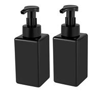 UUJOLY Foaming Soap Dispenser, 15oz Refillable Pump Bottle Plastic for Liquid Soap, Shampoo, Body Wash, 2 Pcs, Black