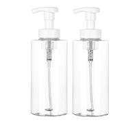 UUJOLY Foaming Soap Dispenser, 17 OZ Refillable Plastic Soap Pump Bottle for Liquid Soap, Shampoo, Body Wash, 2 Pcs, Clear