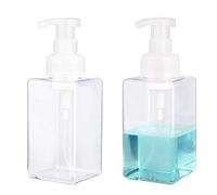 UUJOLY Foaming Soap Dispenser, 450ml (15oz) Refillable Pump Bottle Plastic for Liquid Soap, Shampoo, Body Wash (2 Pcs) (Clear)