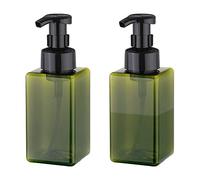 UUJOLY Foaming Soap Dispenser, 450ml (15oz) Refillable Pump Bottle Plastic for Liquid Soap, Shampoo, Body Wash (2 Pcs) (Green)