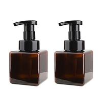 UUJOLY Foaming Soap Dispenser, 9oz Refillable Pump Bottle for Liquid Soap, Shampoo, Body Wash (2 Pcs) (Small Amber)