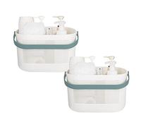 UUJOLY Plastic Storage Baskets with Handles, Shower Caddy Shelf Organizers Basket for Bathroom, Kitchen, Dorm Room, Green, 2 Pack