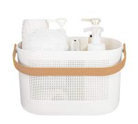 UUJOLY Plastic Storage Baskets with Handles, Shower Caddy Shelf Organizers Basket for Bathroom, Kitchen, Dorm Room, Yellow