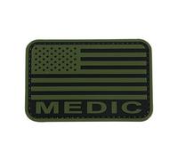 uuKen Green Medic Flag Patch PVC 3×2 inches with Hook Fastener Back for First Aid Kit Pouch Hats Backpacks Vests (Green, S 3"×2")