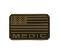 uuKen Medic Flag Patch 2"×3" PVC Tan with Hook Fastener Back for First Aid Kit Pouch Hats Bags Vests Clothing (Coyote Tan, S 3"×2")