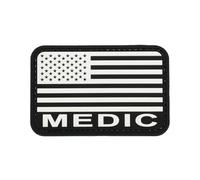 uuKen Medic Flag Patch PVC 3×2 inches White with Hook Fastener Back for First Aid Kit Pouch Hats Bags Vests (White, S 3"×2")