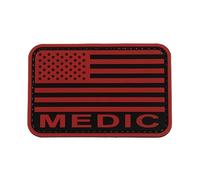 uuKen Medic Flag Patch Red PVC 3"×2" with Hook Fastener Back for First Aid Kit Pouch Caps Bags Vests Clothing (Red, S 3"×2")