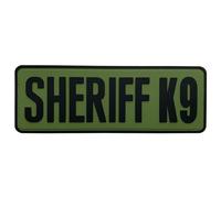 uuKen Sheriff K9 Patch Tac Vest OD Green 8.5x3 inch PVC Patch for Service Dog in Training Working for Dog Harness Vest (Black and Green, L 8.5"x3")