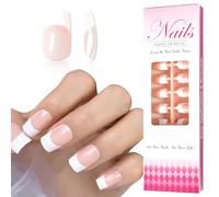 UUKILT 240Pcs French Press On Nails Medium French Tip False Nails Manicure 12 Size Acrylic Full Cover Artificial Fake Nails Natural