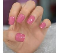 UUKILT Daily Press On Nails Solid Color Gel Shine Gorgeous Fake Nail Art Tips Rose Pink 24pcs