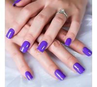 UUKILT Deep Lavender Purple Shiny Press On False Nails Lady Daily Wear Fake Nail Art Tips 24pcs
