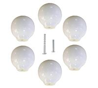 uulu 6Pcs White-Round-Drawer-Knobs, Ball-Ceramic-Cabinet-Pulls, Spherical-Dresser-Cupboard-Handles, Home-DIY-Hardware-Knobs with Screws