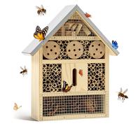 UUMENHA Insect Hotel & Mason Bee House - Butterfly House,Multi-Functional Bee Hotel for Garden, Attract Pollinators,Durable Natural Wood Design,4.13×2.56×10.63 inches