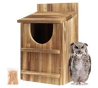 UUMENHA Owl House,Carbonized Cedar Large Owl Bird Box with Shavings,Owl Boxes for Outside 14.5×9×7.5 inches,Owl Nesting Box for Wildlife Lovers,Easy Assembly Required