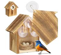 UUMENHA Window Birdhouse for Viewing Inside with 3 Strong Suction Cups, Clear See-Through Wooden Bird Houses for Outside, Weather-Resistant Outdoor Nesting Box, Suitable for Bluebird Finch Chickadee