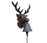UUMFP Cast Iron Door Bell, Heavy Duty Antique Hand Cranking Bell, Wall Mounted Decorative Front Doorbell, Welcome Bells for Garden, Patio, Villa, Cafe, Farmhouse, Courtyard (Color : Deer)