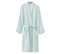 UUNBS Unisex Lightweight Cotton Gauze Robe Women Muslin Breathable Absorbent Spa Bathrobe Summer Sleepwear Loungewear,Green,XXL