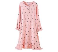 UUNBS Women's Comfy Muslin Nightgown Cute Cactus Print Long Sleeve Lightweight Sleepwear Nightwear Loungewear,Pink,XL