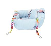 UUNPODDO Hamster Hanging Warm Bed, Small Animal Plush Hammock with Pillow, Strawberry Pattern Flannel Hammock for Hamster Squirrel Rat, Soft Cozy Cave Bed for Winter Use (M)