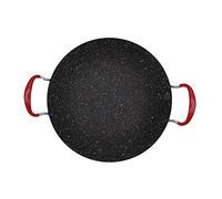 UUNPODDO Korean BBQ Grill Pan Non Stick, Round Barbecue Stovetop Plate with Anti Scalding Handle, Premium Iron and Medical Stone Material, High Thermal Conductivity for Gas Ceramic Stove, P (34cm)