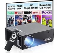 UUO 4K Support Projector 7200 Lux LED 1080P Native HD Video Mini Projector, 300" Display ±50° Digital Keystone, Compatible with TV Stick,PS4,X-Box,Laptop,iPhone Android for Home Theatre