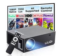UUO Native 1080P Projector 6000 Lux Led Projector,Support 4K HD Video 300" Display Zoom ±50° Digital Keystone,Compatible with TV Stick,PS4,X-Box,Laptop,iPhone Android for Home Theater (Brushed Silver)