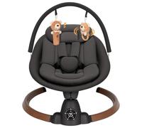 Uuoeebb Baby Bouncer, Portable Electric Baby Swing with Bluetooth, 5 Swing Speed, 10 Songs, 5-Point Harness, Remote Control & Touch Panel - Bouncer from Birth for Indoor & Outdoor Use (Dark Black)