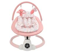 Uuoeebb Baby Bouncer, Portable Electric Baby Swing with Bluetooth, 5 Swing Speed, 10 Songs, 5-Point Harness, Remote Control & Touch Panel - Bouncer from Birth for Indoor & Outdoor Use (Pink)