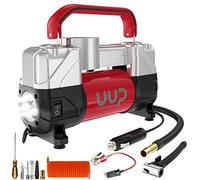 UUP Tire Inflator Air Compressor, 150PSI 12V DC Double Cylinders Heavy Duty Portable Air Pump w/Emergency LED Light for Truck, SUV, Car, RV (red)