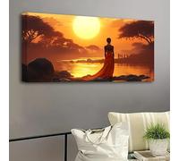 UUPAUO Framed Canvas Print Wall Art African American Tour Canvas Art - Modern Pictures Wall Decoration for Living Room Bedroom(25x45cm/10x18in) Stretched on Wooden Frame Easy to Hang