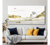 UUPAUO Golden Mountain Canvas Wall Art Print - Large Size Modern Abstract Landscape Painting Pictures Contemporary Home Decor(25x50cm/10x20in) Stretched on Wooden Frame Easy to Hang