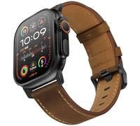 UUPWPOKT Leather Band Compatible with Apple Watch Ultra 3/2/1 Band 49mm 46mm 45mm 44mm 42mm Men, Genuine Leather Strap for iWatch Ultra Series 11 10 9 8 7 6 5 4 3 2 1 SE 3/2/1, Retro Dark Brown/Black