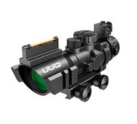 UUQ Prism 4x32 Red/Green/Blue Triple Illuminated Rapid Range Reticle Rifle Scope W/Top Fiber Optic Sight and Weaver Slots (12 Month Warranty)