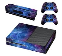 UUShop Protective Vinyl Skin Decal Cover for Microsoft Xbox One Console wrap sticker skins with two Free wireless controller decals Blue and Purple Nebula