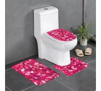 Uusnwaa 3 Piece Valentine'S Day Love Heart Print Bathroom Rugs Set,Non Slip Absorbent Washable Bath Mat,U-Shaped Toilet Rug For Bathroom Shower
