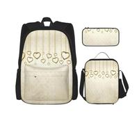 Uusnwaa 3pcs Valentine Day Card Print School Backpack Set,Large Capacity Water Resistant Laptop Backpack with Insulated Lunch Bag & Pencil Case for Middle School Teens Back to School Supplies