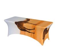 Uusnwaa 6ft Rectangular Spandex Desert Sand Camel Print Tablecloth,Wrinkle Resistant Fitted Stretch Table Cover,Machine Washable Elastic Table Cloth For Wedding Banquet Trade Show Folding Tables