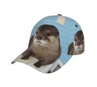 Uusnwaa Adjustable Cute Otter Print Baseball Cap for Running Workouts and Outdoor Activities All Seasons,Adult One Size Fits All Black