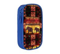 Uusnwaa African Elephant Patchwork Print Pencil Case,Oxford Cloth Pencil Bag Storage Pouch,Multifunctional Pencil Pouch with Compartmens